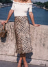 Boho Skirts in Retro Satin Skirt, Paw Black White For Women